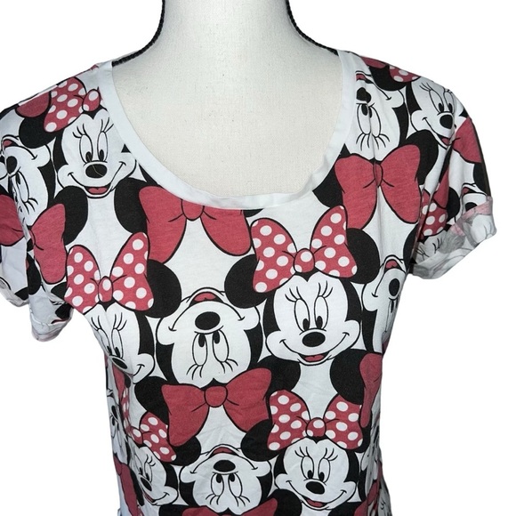 Minnie Mouse Disney Red Black Short Sleeve T Shirt - Picture 2 of 7